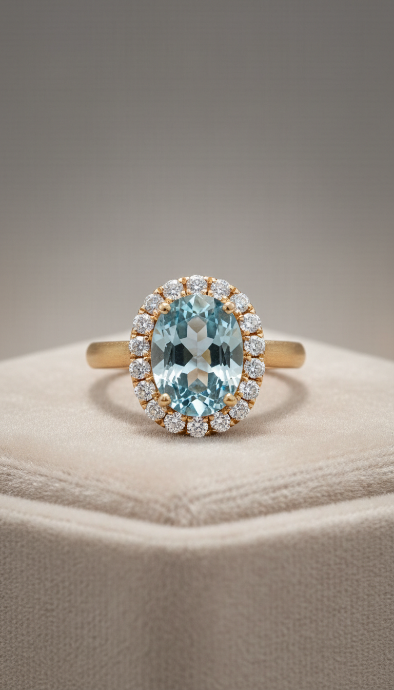 Celeste blue sapphire statement ring