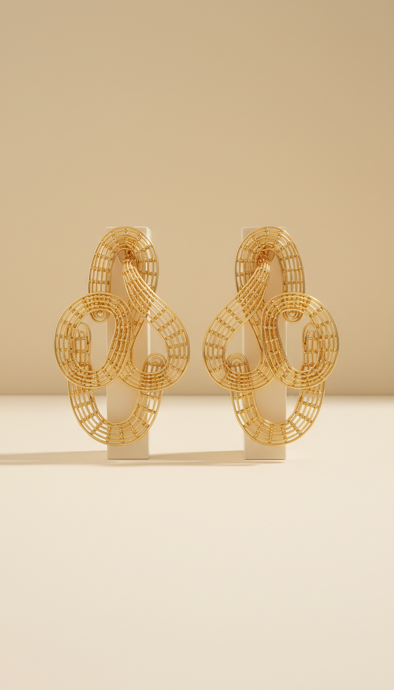 Golden Wire Cascade Earrings